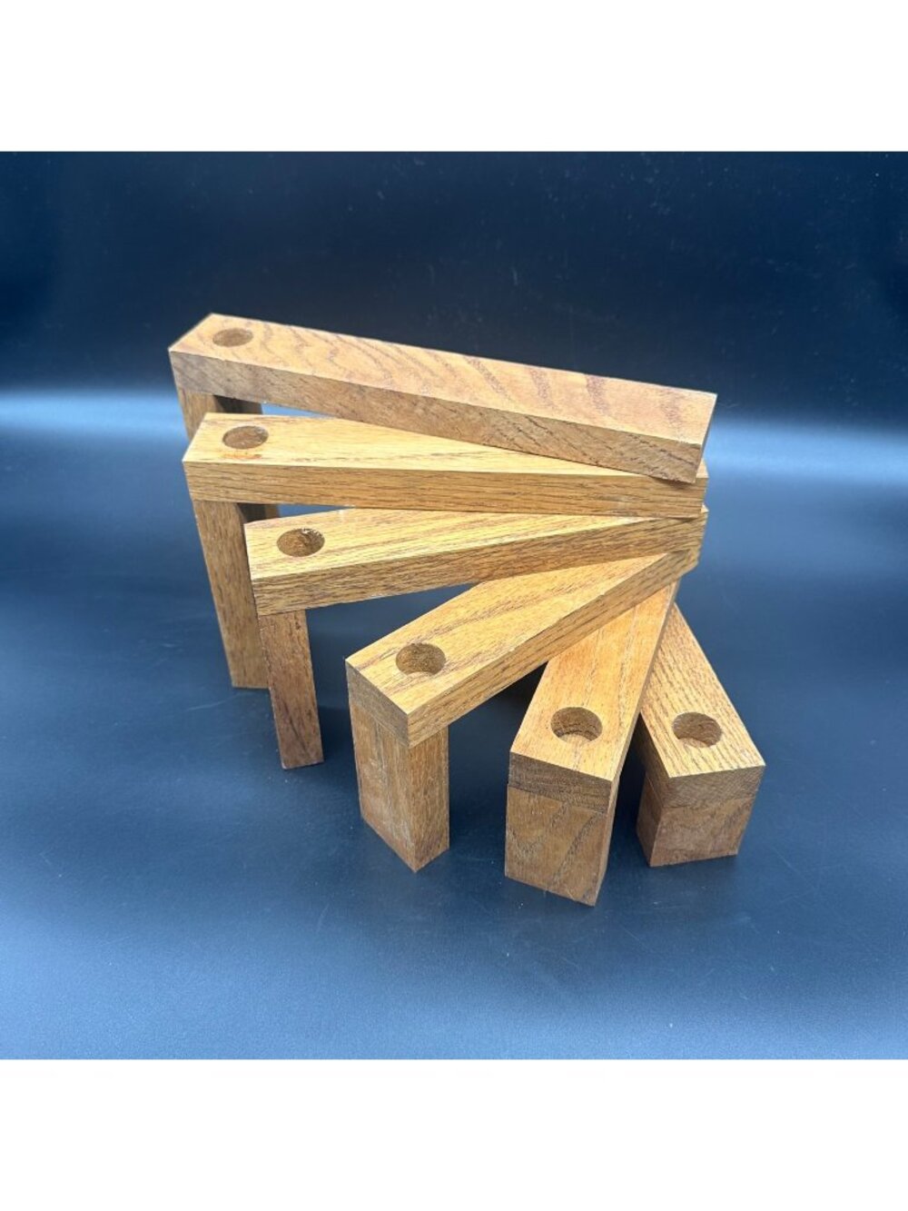 Vintage Wooden Reticulating Candle Holder 7 Candles Mid Century Modern Retro